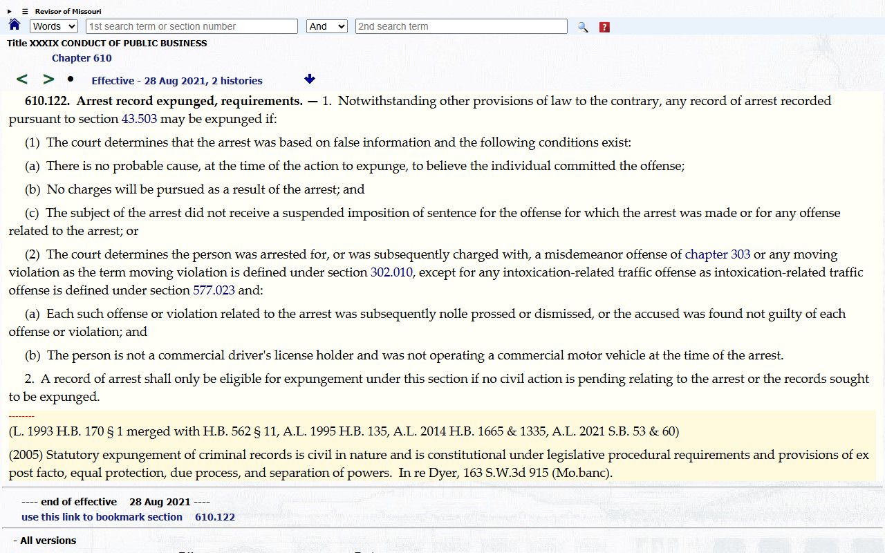 Barton County criminal court records arrest expungement statute