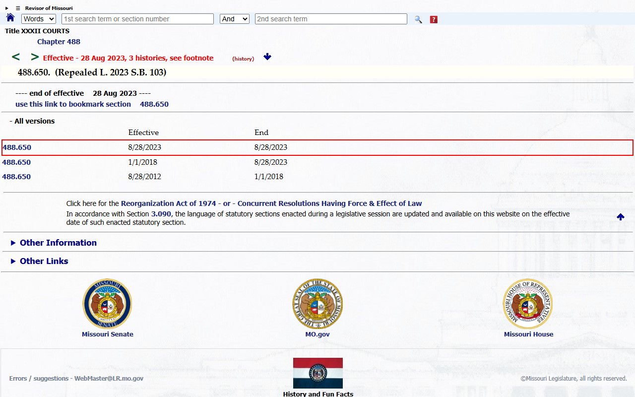 Barton County criminal court records Missouri expungement surcharge
