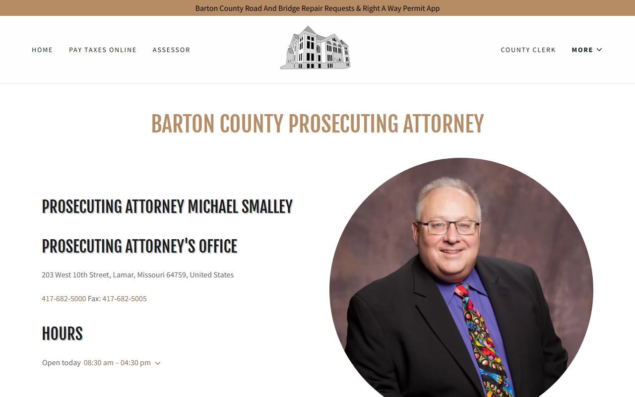Barton County criminal court records Prosecuting Attorney contact page
