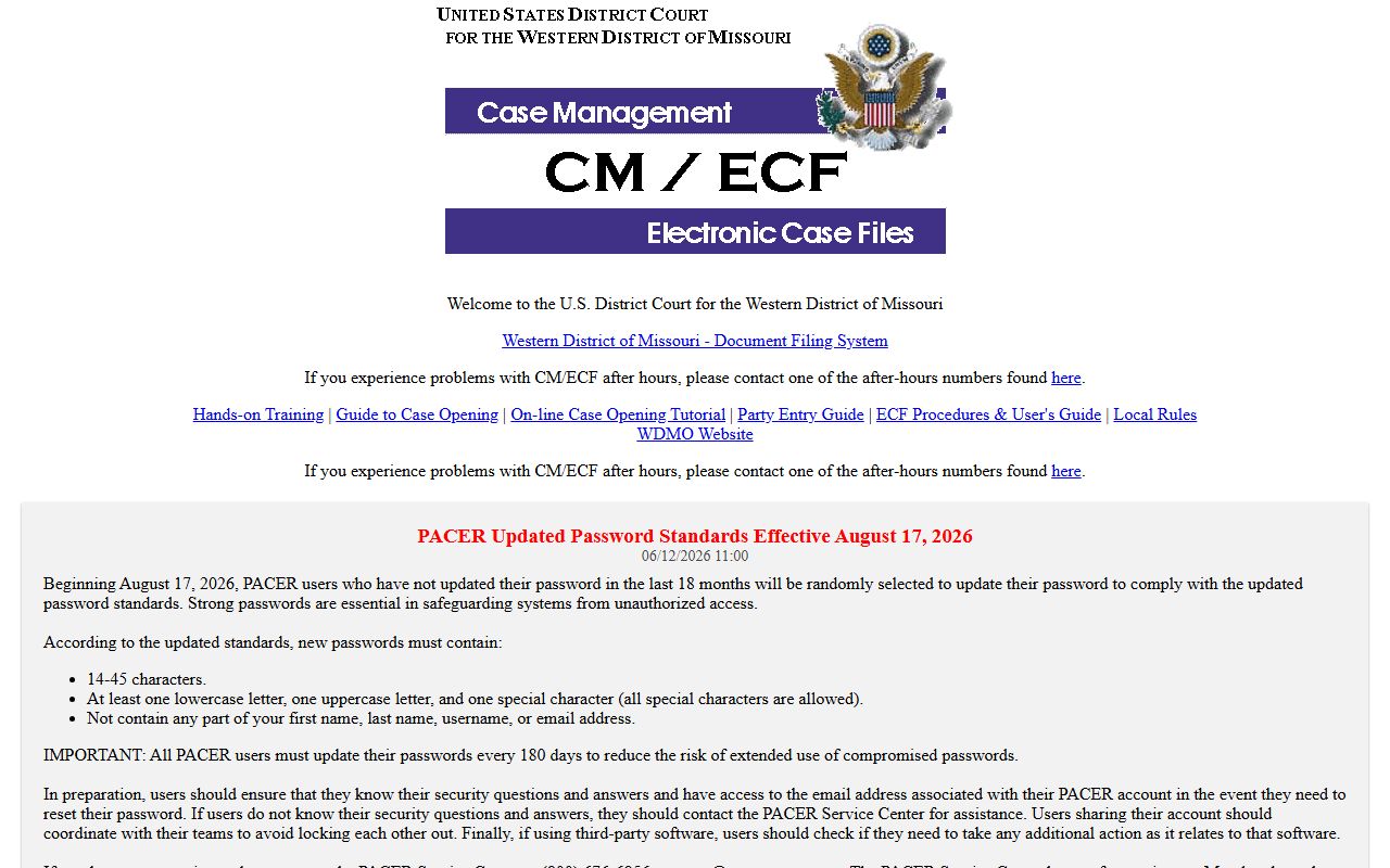 Barton County Circuit Court separate Western District CM ECF login