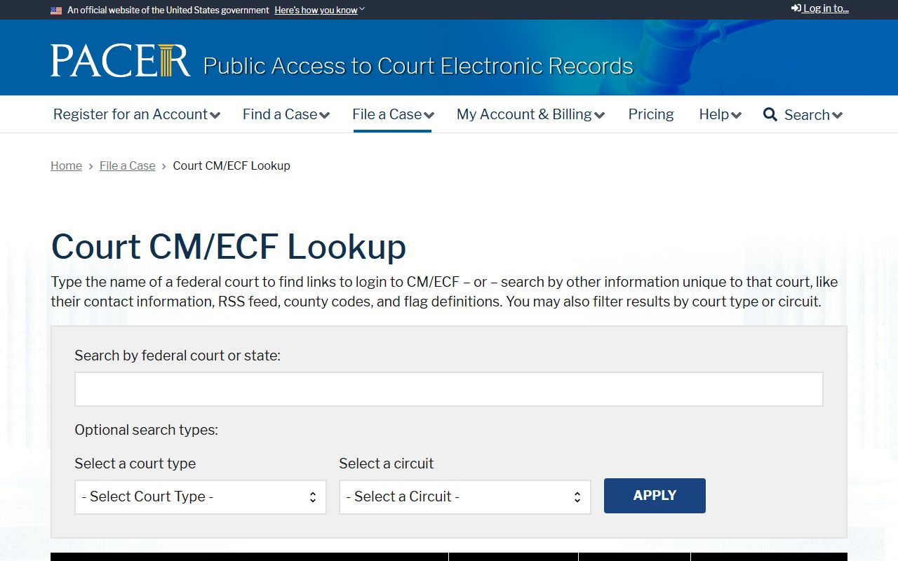 Barton County Circuit Court separate PACER court CM ECF lookup