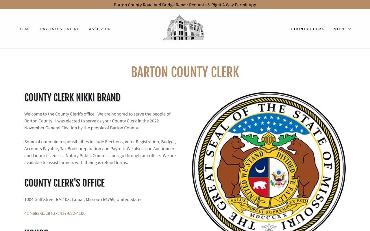 Barton County Clerk records and office information
